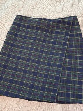 Hollister Navy and Green Plaid Mini Skirt